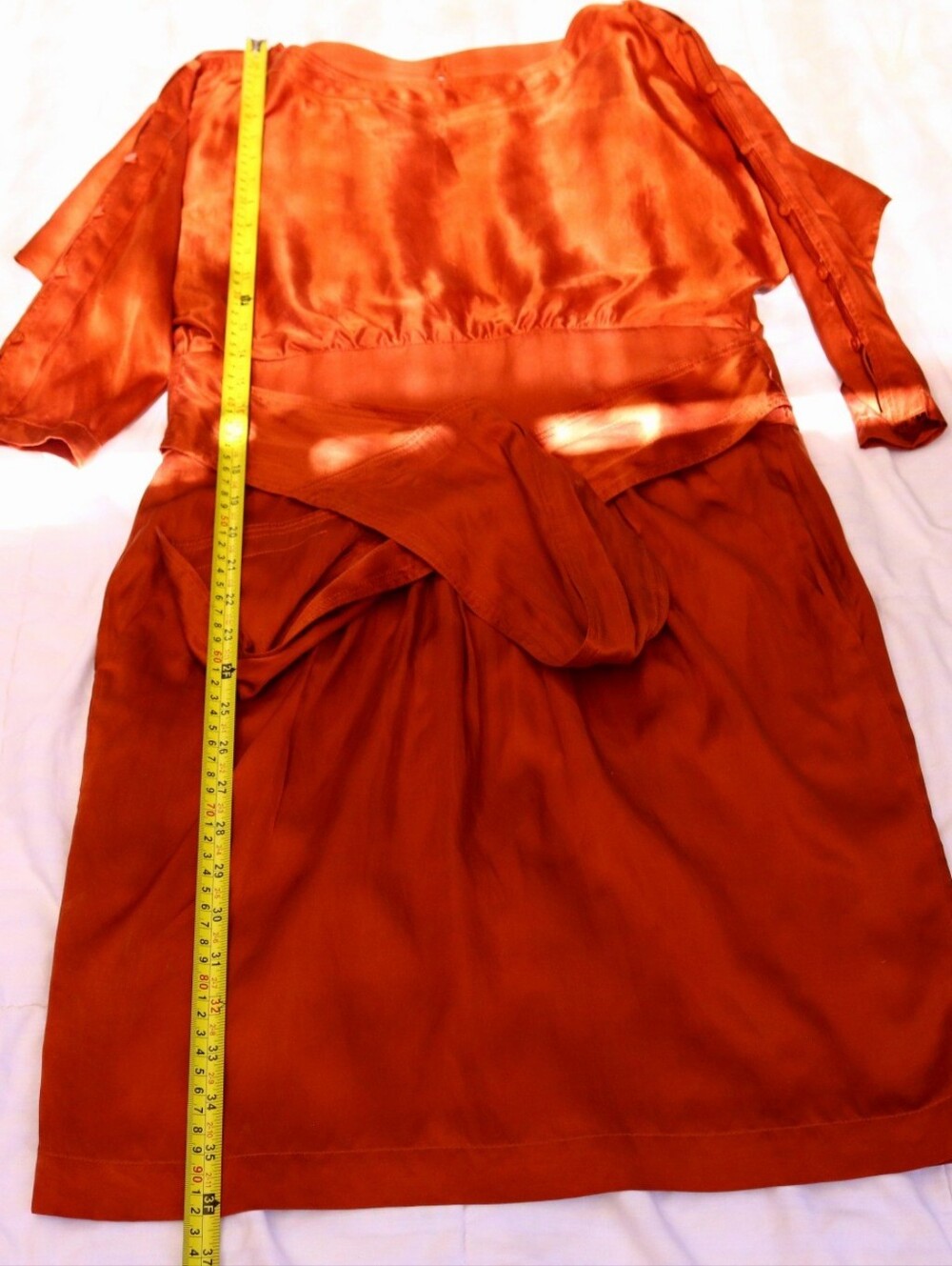 HUGO BOSS Orange Akena Silk Cotton Dress US 6 Burnt Orange - Picture 9 of 15